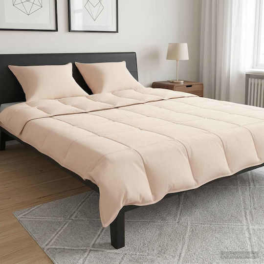 vidaXL Kinderbettdecken Set Übergröße mit 2 Kissenbezügen Beige 240x220cm