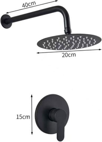 Eingebaute Wasserhähne Mischbatterie & Brausegarnitur für Dusche Schwarz Eingebaute Wasserhähne Mischbatterie & Brausegarnitur für Dusche Schwarz