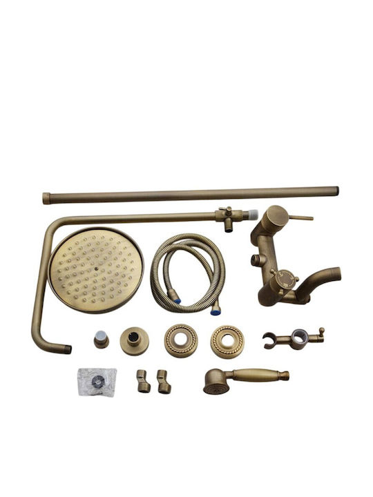 Adjustable Shower Column with Bathtub Mixer Bronze