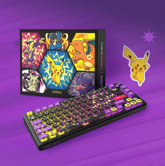 Cherry Pokémon PIXIU75 Гейминг Механична Клавиатура 75% с Custom Превключватели и RGB Осветление (Английски US) Лилава