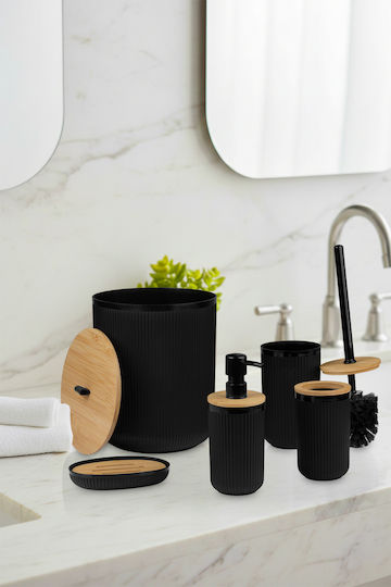 SteweHome Set de Accesorii pentru Baie Bambus Negru 5 Buc