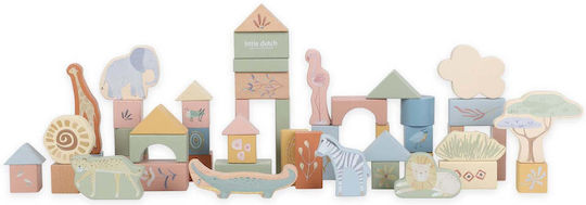 Little Dutch Building Blocks Safari Friends FSC Wooden Set 50 Pieces