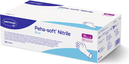 Peha-soft Nitrile Blue No X-large, Γάντια Νιτριλίου Μπλε Μίας Χρήσης Χωρίς Πούδρα - Συσκευασία 100 Τεμαχίων