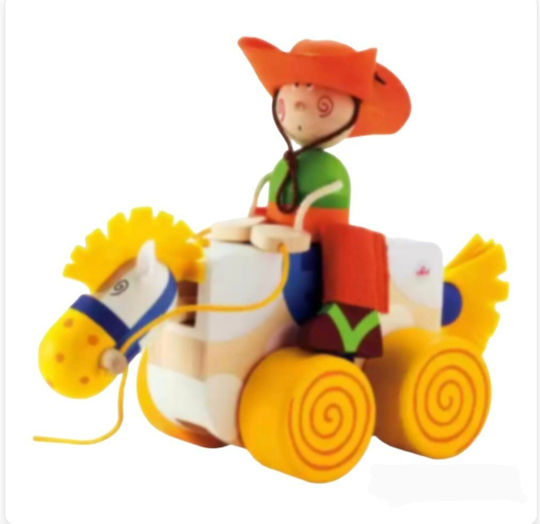 Sevi Pull Along Cowboy Wooden Toy with Sounds