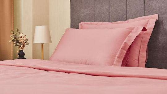 Valeria Home Set Huse Pentru Pilote 200x220cm Dublu Cu 2 Fețe De Pernă & 1 Cearșaf Roz