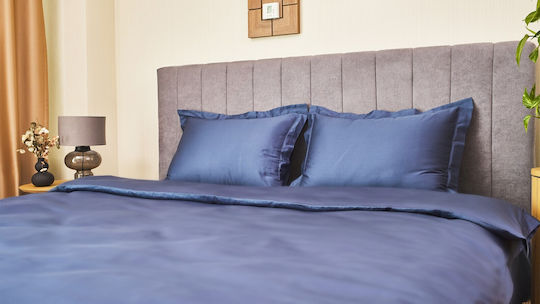 Valeria Home Set Huse Pentru Pilote 200x220cm Dublă Cu 2 Fețe De Pernă & 1 Cearșaf Albastru Închis
