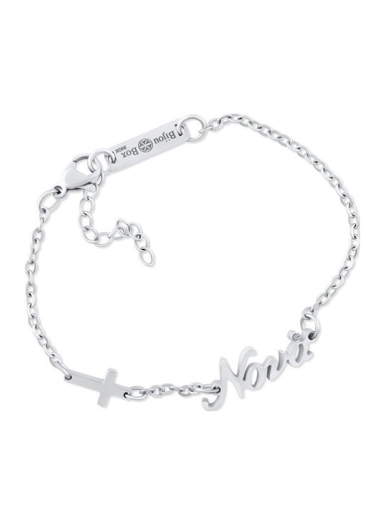 Bijou Box Damen Armband mit Kreuz-Design aus Stahl mit Zirkon