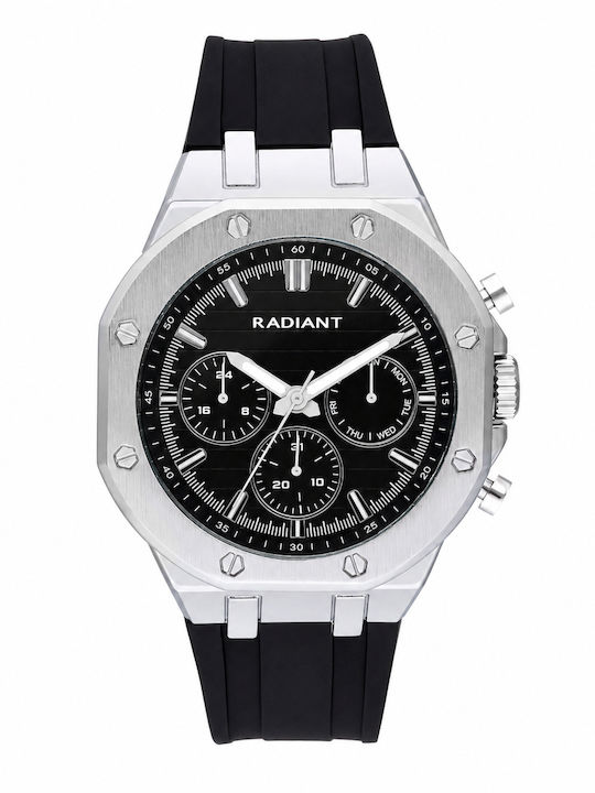 Radiant Herrenuhr 44mm Batterie mit Schwarz Gummi Armband