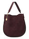 Fabric Women's Shoulder Crossbody Bag Suede Burgundy