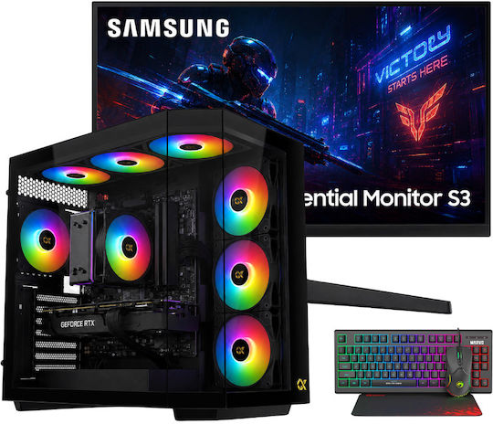 Vengeance Outcast-V57 Настолен Компютър (Ryzen 7-5700X/32GB DDR4/1.0TB SSD/Radeon RX 6500 XT/Без Операционна Система) И Монитор Samsung 24″ LS24F330EAUXEN
