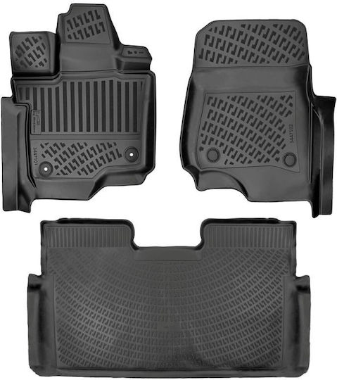 Килими За Кола Скафъци 3D Ластик TPE Ford F 150 2015-2023 Supercrew Crew Cab Килим Подова Кофа Седалки Сгъваеми Без Отделение Rizline 3 Броя Черни