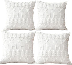 Decorative Christmas Pillowcases Fluffy White 4 Pcs 45 X 45 Cm
