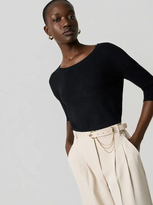 Women's Sweater with 3/4 Sleeve Black