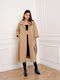 Women's Beige Oversized Gabardine