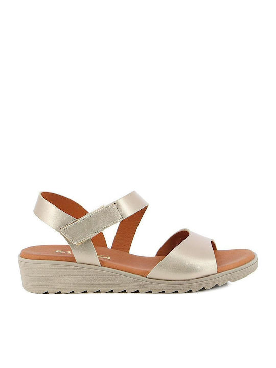 Ragazza Deri Damen Flache Sandalen Gold