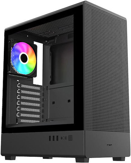 FSP/Fortron M221 Gaming Midi Tower Computer Case with Side Window and ARGB Lighting Black
