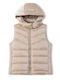 Kids Casual Sleeveless Short Hooded Beige Jacket