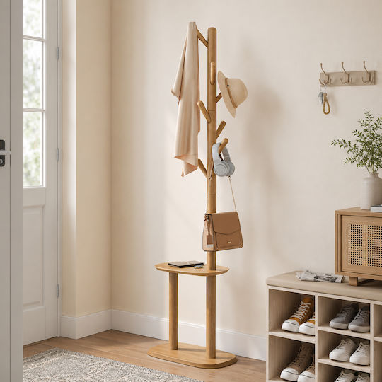 Vasagle Wooden Beige Freestanding Coat Rack 50x30x170.7cm