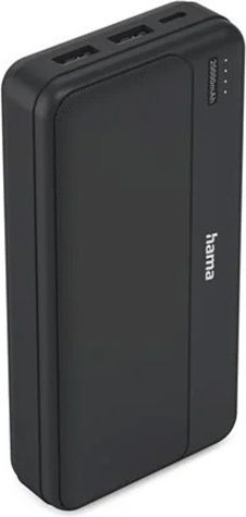 HAMA Външна батерия Pocket 20 20000mAh 10.5W с 2 USB-A порта Антрацит
