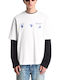 T-shirt White Black Blue