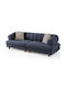 Gloria Three-Seater Couch Navy Blue 240x95x80 cm