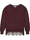 Damen Baumwoll Pullover Burgundisch