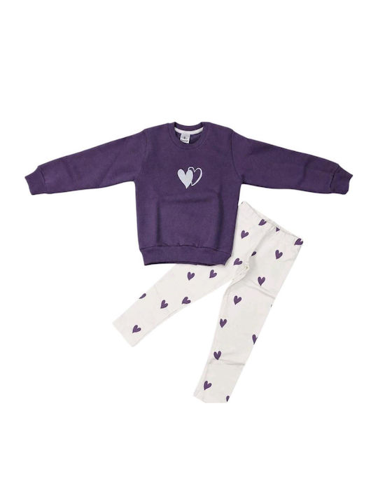 Kids Sweatpants Set With Top Purple