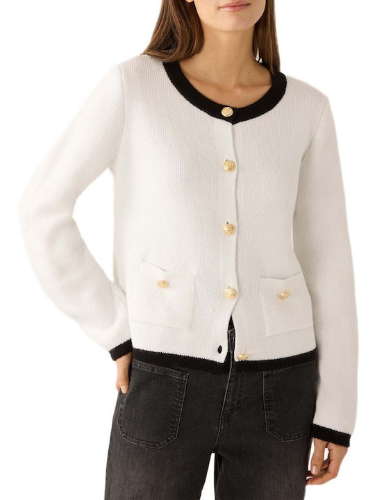 MORE & MORE Gestrickte Damen Strickjacke mit Knöpfen Weiß