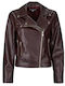 Leather Women's Jacket for Winter Burgundy