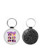 Leather Round Keychain Katseye Glitter Black