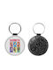 Leather Round Keychain Katseye Glitter Black