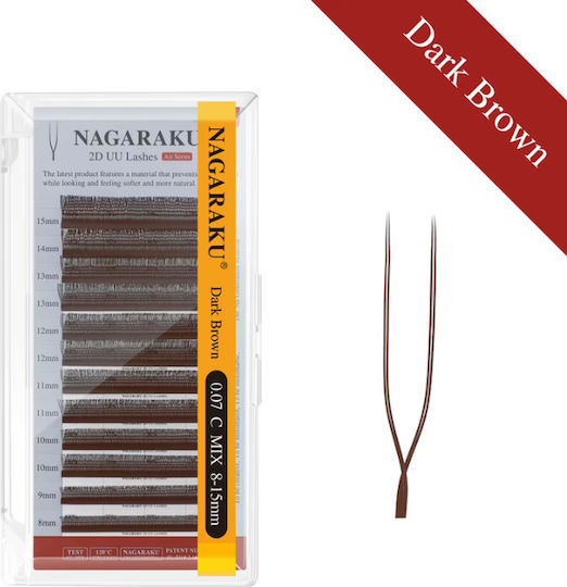 Nagaraku 2d Uu Dark Brown Eyelash Extensions 12 Lines