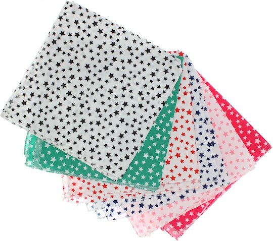 Set 6 Bandane Pentru Copii ButicCochet 50x50 Cm Bumbac Imprimat Cu Stele Multicolore Setb201