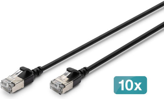 Digitus F/FTP Cat.6a (Gigabit) Мрежов Кабел Ethernet 1м Черен 10 Бройки