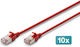 Digitus F/FTP Cat.6a (Gigabit) Мрежов Кабел Ethernet 1.5м Червен 10 Бройки