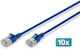 Digitus F/FTP Cat.6a (Gigabit) Мрежов Кабел Ethernet 0.3м Син 10 Бройки