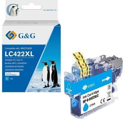 G&G Συμβατό Μελάνι Εκτυπωτή InkJet Brother Brother Lc-422xlc 1500 Σελίδων Κυανό 1τμχ