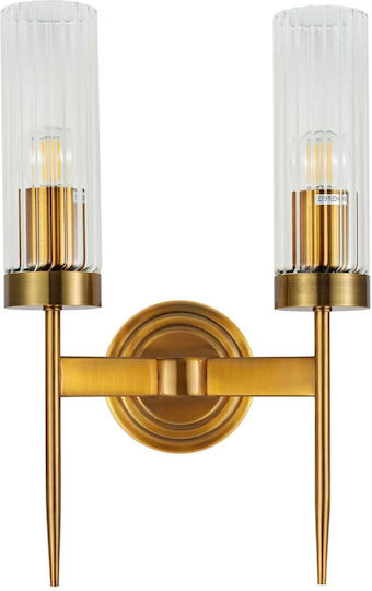Artekko Wall Lamp with E14 Socket Gold 25x25x40cm