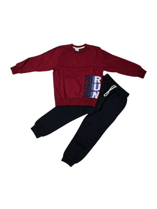 Kids Sweatpants Set With Top Burgundy