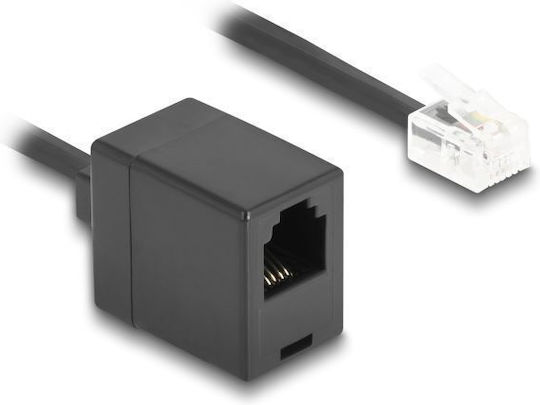 DeLock Спирален Телефонен Кабел RJ11 6P4C 1m Черен (90230)