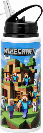 Digital Place Kinder Trinkflasche aus Aluminium Minecraft Weiß 600ml