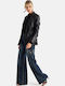 Damen Jeans Hosen in Gerader Bein Stil 9923751-Grau Blau
