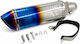 Motorcycle Exhaust End Pipe 39cm Blue Silver