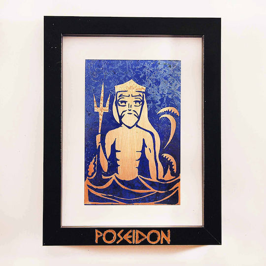 Inspiral Tree Gemälde aus Kupfer Gott Poseidon Rahmen 17,5 × 22,5 cm