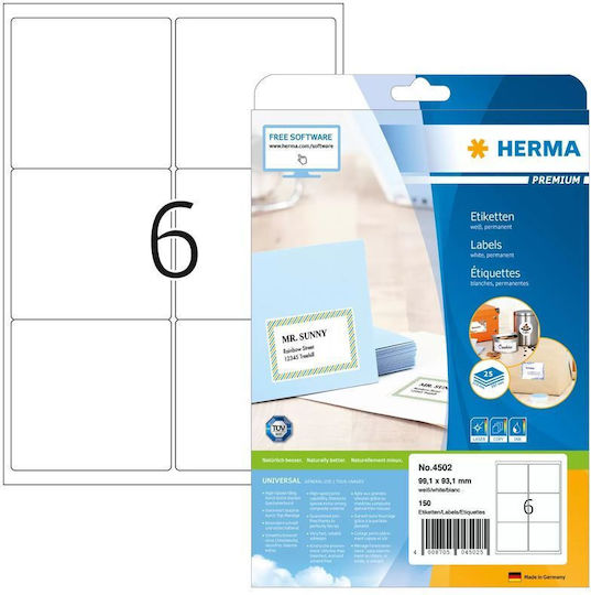 Herma Самозалепващи се Етикети А4 Правоъгълни 99.1x93.1mm
