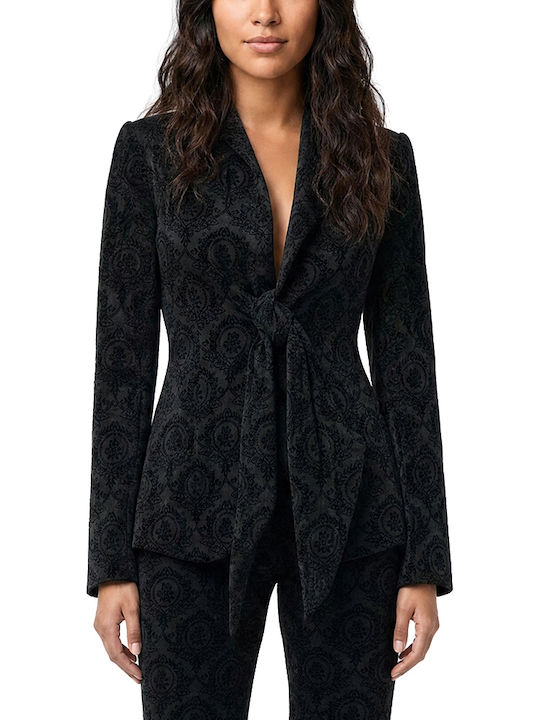 Moutaki Langes Damen Samt Blazer Schwarz