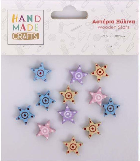 Hand Made Crafts Stele Din Lemn 1,5cm 12 Buc Diverse Culori