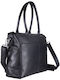 Leder Damen Schultertasche Schwarz