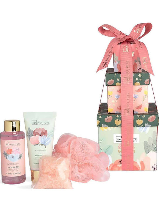 IDC Institute Scented Garden Wildflowers Box Skin Care Set for Moisturizing & Body Cleaning 4 Pieces