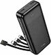 Hoco J163A Power Bank 20000mAh 20W mit 2 USB-A Ausgangsanschlüsse und USB-C Ausgangsanschlüsse Quick Charge Schwarz